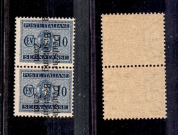 0566 OCCUPAZIONI - ZARA - 1943 - Coppia Del 10 Cent (2bg) Con Soprastampa Spostata - Gomma Integra - Cert. AG (2.250) - Andere & Zonder Classificatie