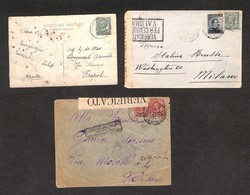 0580 LEVANTE - VALONA -  1915/1918 - Due Buste E Una Cartolina Con Affrancature Diverse Dell’emissione (1/2+2/3+81 Regno - Andere & Zonder Classificatie