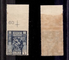 0618 COLONIE - LIBIA - 1924 - 60 Cent (42e) Non Dentellato In Alto - Bordo Foglio - Gomma Integra (525) - Altri & Non Classificati