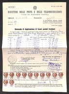 0655 REPUBBLICA - Duplicazione Buoni Fruttiferi - Dodici 100 Lire Turrita (873) Su Intero Modulo Domanda - Albiolo 16.10 - Andere & Zonder Classificatie