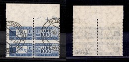 0678 REPUBBLICA - 1957 - Coppia Del 1000 Lire Pacchi Postali (102e) Non Dentellata In Orizzontale - Usato - Altri & Non Classificati