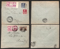 0920 POSTA AEREA - 1925 (28 Giugno) - Livorno Posta Aerea Eccezionale - Due Buste Con Vignette E Diverse Affrancature (3 - Other & Unclassified