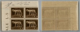 1241 GNR VERONA - 1944 - GNR Verona - 5 Cent (470a) - Quartina Angolare Con Soprastampe Capovolte - Punto Piccolo Dopo R - Other & Unclassified