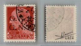 1253 GNR VERONA - 1944 - GNR Verona - 20 Cent (473b) Con Doppia Soprastampa - Punto Piccolo Dopo N (errore Iad) - Non Ca - Other & Unclassified