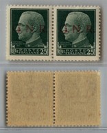 1263 GNR VERONA - 1944 - GNR Verona - Coppia Del 25 Cent (474) - Pezzo Di Sinistra Con G Punto Piccolo (errore Iab) - No - Other & Unclassified