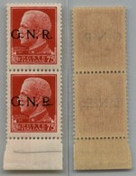 1277 GNR VERONA - 1944 - GNR Verona - 75 Cent (478) Coppia Verticale Bordo Foglio - G Punto Piccolo + R Rotta Con Riga D - Altri & Non Classificati