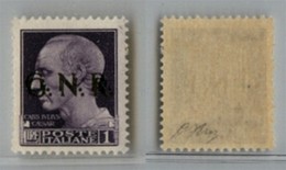 1279 GNR VERONA - 1944 - GNR Verona - 1 Lira (479b) Con Doppia Soprastampa - Gomma Integra - Oliva (500) - Altri & Non Classificati