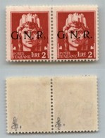 1289 GNR VERONA - 1944 - GNR Verona - 2 Lire (482+482ib) - Coppia Orizzontale - A Sinistra Tratti Al Posto Del Punto Dop - Altri & Non Classificati