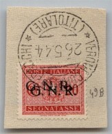 1448 GNR VERONA - 1944 - GNR Verona - 20 Cent (49b - Segnatasse) Con Doppia Soprastampa Su Frammento - Oliva - Altri & Non Classificati