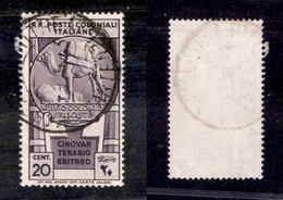 2200 COLONIE - EMISSIONI GENERALI - 1933 – 20 Cent Cinquantenario Eritreo (24) – Usato (40) - Altri & Non Classificati