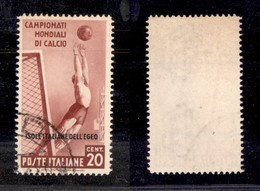 2234 COLONIE - EGEO - 1934 – 20 Cent Calcio Soprastampato (75) – Usato (130) - Altri & Non Classificati