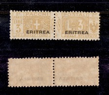 2258 COLONIE - ERITREA - 1917/1924 – 3 Lire Pacchi Postali Soprastampato (16) – Gomma Integra (24) - Altri & Non Classificati