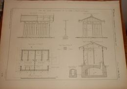 Plan De Type Des Lieux D'aisances De La Ligne D'Italie Par Le Simplon.. 1861 - Public Works