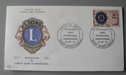 Timbre Réunion 004, FDC CFA 1967 Cinquentenaire Du Lion's Club International - Storia Postale