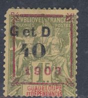 Guadeloupe N° 52 H X  Type Groupe Surchargé :  40 C.  Sur  1 F. Olive Sur. Ee  Trace De Charnière 1 Angle Court Sinon TB - Unused Stamps