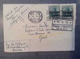 Lettre BELGIQUE BRUXELLES A GAND-GENT Timbres DEUTSCH REICH Surcharge BELGIEN - OC38/54 Ocupacion Belga En Alemania