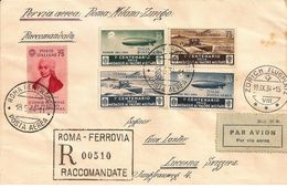 1934 - Linea Aerea Milano / Zurigo - Raccomandata Da Roma A Lucerna - Poststempel (Flugzeuge)