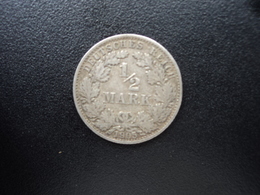 ALLEMAGNE : 1/2 MARK  1905 A    KM 17      TTB / TB+ - 1/2 Mark