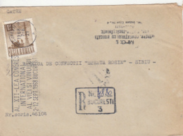 69781- VINEYARD AND WINE CONGRESS SPECIAL POSTMARK ON REGISTERED COVER, RADIO TOWER STAMP, 1968, ROMANIA - Briefe U. Dokumente