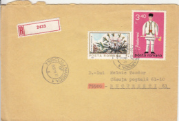 69784- SILVER THISTLE, FOLKLORE COSTUME, STAMPS ON REGISTERED COVER, 1988, ROMANIA - Covers & Documents
