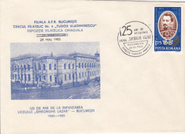 69823- BUCHAREST GHEORGHE LAZAR HIGH SCHOOL, SPECIAL COVER, 1985, ROMANIA - Covers & Documents