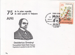 69832- DESIDERIUS URMENYI, PHILATELISTS, SPECIAL COVER, 1995, ROMANIA - Cartas & Documentos