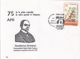 69832- DESIDERIUS URMENYI, PHILATELISTS, SPECIAL COVER, 1995, ROMANIA - Covers & Documents