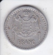 MONEDA DE MONACO DE 1 FRANC DEL AÑO 1944 (COIN) LOUIS II - 1922-1949 Louis II.