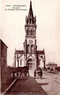 Cpa 22_PLANCOET - Clocher De L'église Paroissiale - Animée, Femme Avec Landau, Attelage Cheval - Plancoët