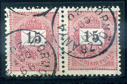 92382 KÖRMÖCBÁNYA 15kr Pár, Szép Bélyegzés  /  KÖRMÖCBÁNYA 15kr Pair Nice Pmk - Used Stamps