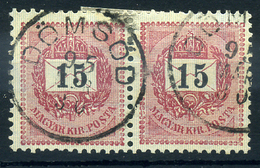 92383 DÖMSÖD 15kr Pár, Szép Bélyegzés  /  DÖMSÖD 15 Kr Pair Nice Pmk - Usado