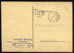 91325 PÉCS 1946.03.06. Levlap, Inflációs Kp Bérmentesítéssel Harkányba Küldve - Storia Postale