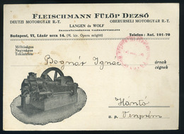 91077 BUDAPEST 1928. Francoryp Céges Reklám Levelezőlap, Fleischmann - Lettres & Documents