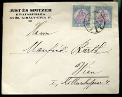 92528 GYŐR 1924. Just és Spitzer, Divatáruház, Céges Levél Bécsbe Küldve  /  GYŐR 1924 Just And Spitzer, Fashion House C - Covers & Documents