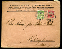 92961 BUDAPEST 1915. Banklevél, Céglyukasztásos Bélyegekkel Svájcba Küldve  /  BUDAPEST 1915 Bank Letter Corp. Punched S - Oblitérés