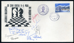 90966 SAKK 1973. Románia Nemzetközi Verseny Boríték, Nagymesterek Aláírásaival Chess - Brieven En Documenten