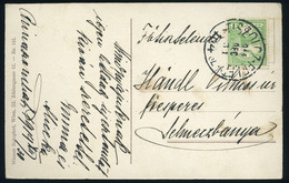 91018 1914. Képeslap Tiszolc-Feled Mozgóposta Bélyegzéssel Selmecbányára - Used Stamps