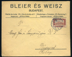 91029 BUDAPEST 1924. Helyi Céges Levél, Bleier és Weisz - Oblitérés