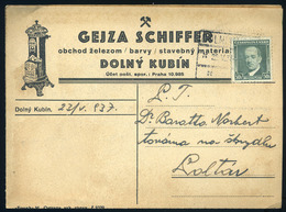 91086 ALSÓKUBIN 1925. Céges Levelezőlap Poltárra Küldve, Schiffer - Storia Postale