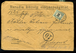 92715 VARADIA / Vărădia 1908. Levél Budapestre Küldve 10f Portózással - Gebraucht