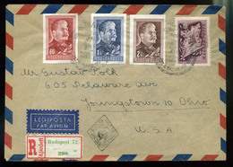 92722 BUDAPEST 1949. Sztálin Légi Ajánlott FDC Az USA-ba Küldve - Brieven En Documenten