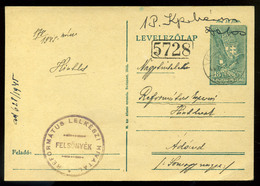 92667 FELSŐNYÉK 1945. Díjjegyes Lap Kp. Inflációs Bérmentesítéssel Ádándra Küldve - Postal Stationery