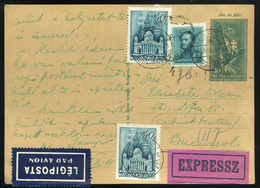 91257 BUDAPEST 1939. Expressz Légi Díjjegyes Levelezőlap Bukarestbe Küldve - Covers & Documents