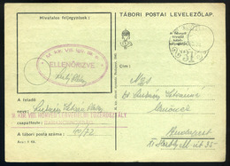 91276 II. VH  1941. Tábori Posta Levlap, VIII. Honvéd Légvédelmi Tűzérosztály Bélyegzéssel  /  WW II. 1941 APO P.card VI - Used Stamps