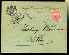 92847 SÁRVÁR 1909. Chardonnet Selyemgyár Céges Levél Pécsre Küldve  /  SÁRVÁR 1909 Chardonnet Silk Factory Corp. Letter  - Used Stamps
