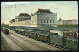 91344 ZÁGRÁB 1910. Vasútállomás, Régi Képeslap , Mozgóposta Bélyegzéssel  /  ZAGREB 1910 Train Station  Vintage Pic. P.c - Hungary