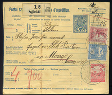 91400 SAJTOSKÁL 1917. Csomagszállító, Hármas Vegyes Bérmentesítéssel Mozsgóra Küldve - Used Stamps