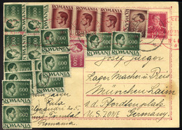 91365 ROMÁNIA 1947. Kiegészített,inflációs  Díjjegyes Lap Németországba Küldve,cenzúrázva - Covers & Documents