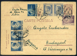 91368 ROMÁNIA 1946. Kiegészített,inflációs  Díjjegyes Lap Budapestre Küldve - Covers & Documents