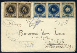 91373 ROMÁNIA 1946. KOLOZSVÁR Helyi Ajánlott Levél, Ritka Inflációs Bérmentesítéssel - Storia Postale